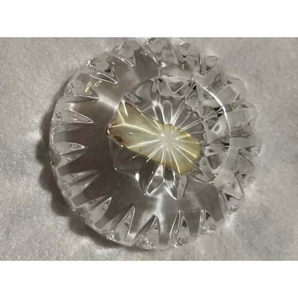 24% Lead Crystal Bowl Made In Yugoslavia With Scalloped Edge & Cut Design vintag - Picture 5 of 5